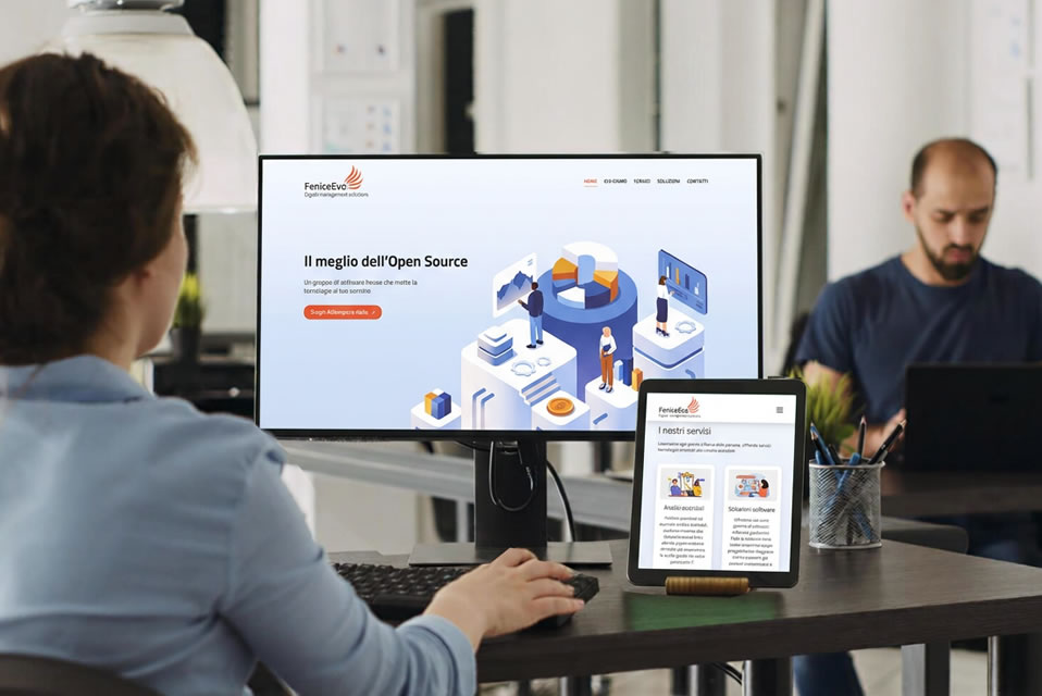 Mockup della realizzazione sito web aziendale per Feniceevo Srl a Ivrea