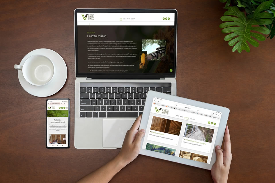 Mockup del sito web realizzato per Valli Unite del Canavese a Castellamonte
